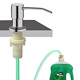 Soap Dispenser for Kitchen Sink, Built in Sink Soap Dispenser (Brushed Nickel), Countertop Soap Dispenser Pump with 47' Extension Tube kit, No Need to Fill Little Bottle Again (Longer Thread Shaft)