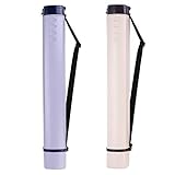 2-Pack Extendable Poster Tubes Expand from 24.5” to 40” with Shoulder Strap | Carry Documents, Blueprints, Drawings and Art | Creamy White and Violet Portable Round Storage Cases with Lids and Labels