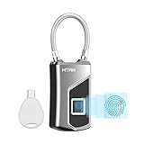 Fingerprint Lock with Key Backup, Smart keyless Waterproof Fingerprint Padlock Ideal for Gym, Door, Suitcase, Luggage Backpack, Bike, Office