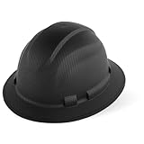 Bullhead Safety Full Brim Hard Hat with Six-Point Ratchet Suspension, Reversible Construction Hard Hat for Safety with Brow Pad and EZ-Click Adjustment, OSHA/ANSI Compliant, Matte Black Graphite