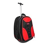 KUNN Roller Tool Backpack Wheeled Tool Bag with 4 compartment more storage room for Contractor, Electrician, Plumber, Cable Repairman