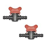 Professional Grade in-Line Barbed Ball Valve 16mm for 1/2 and 5/8 Inch Tubing (.570 to .620 ID) - Regulate & Shut Off/Turn On Water Flow (2)