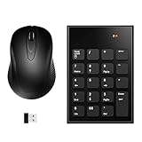 Wireless Number Pad and Mouse Combo, 2.4GHz Portable Ultra Slim USB Wireless Numeric Keypad and Mouse Set with USB Receiver for Laptop Desktop PC Notebook- Just One USB Receiver