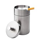 Stainless Steel Auto Ashtrays with Lid Car Ashtray Smell Proof Portable Smokeless Detachable Windproof Extinguished Butt Bucket Ash Tray for Car Cup Holder (Silver)