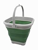 SAMMART 5.5L (1.4 Gallon) Collapsible Square Handy Bucket/Foldable SquareWater Pail/Portable Tub with Handle. (Grey/Dark Sea Green, 1)