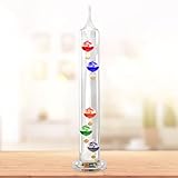 JJ Care Galileo Thermometer (14' Tall) - Measures from 64ºF to 80ºF, Galileo Thermometer for Indoor and Outdoor Home Décor, Galileo Glass Thermometer for Home, Office, Library or Garden
