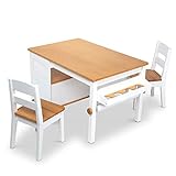 Melissa & Doug Wooden Art Table & Chairs Set - White - Kids Craft Table And Chairs, Children's Furniture