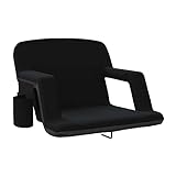 Avocahom Portable Stadium Seat Chair-Extra Wide 25Inch Reclining Bleacher Seat w/Padded Backrest & Armrests, Waterproof & Anti-Slip, Camping, Concerts, Sports, Black