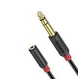 J&D 3.5mm to 1/4 Headphone Adapter Cable, Gold Plated Audiowave Series 3.5mm 1/8 inch Female TRS to 6.35mm 1/4 inch Male TRS PVC Shelled Stereo Audio Cable for Mixer Guitar Piano Amplifier Speaker
