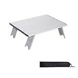 Moosinily Camping Table Small Foldable Table Aluminum Mini Beach Table with Carry Bag Roll Up Portable Table for Outdoor Indoor Beach Card Play Travel Hiking Silver