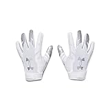 Under Armour Men's F8 Football Gloves , (100) / White / Metallic Silver , Medium