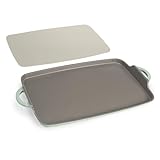 Goodful All-in-One Double Burner Griddle, Ceramic Nonstick, Durable Cast Aluminum, Oven Safe and Dishwasher Safe, Made without PFAS, PFOA, PFOS & PTFE, 18-Inch x 11-Inch, Sage Green