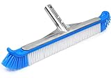 Greenco Pool Brush Head Heavy Duty Aluminum Extra Wide 20' Pool Floor & Wall Cleaning Brush w/Curved Ends for Better Corner Cleaning & Protects Accidental Tears in Pool Liner, EZ Clip Pole Attachment