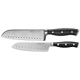 HENCKELS Forged Accent Razor-Sharp 2-pc Knife Set, Santoku Knife 5 Inch, Santoku Knife 7 Inch, German Engineered Informed by 100+ Years of Mastery,Black