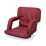 ONIVA - a Picnic Time brand Ventura Reclining Stadium Seat with Back Support - Bleacher Seat - Beach Floor Chair, (Burgundy)