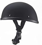 JCAMZ German Style Open Face Road Riding Beanie Helmet Low Profile Chopper Motorcycle Half Helmet - Small and Light Summer DOT Approved Cool Skull Cap for Adult Men and Wome -Matte Black-M
