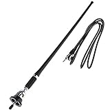 NC 16.9 Inch Car FM AM Radio Antenna, Flexible Mast Radio FMAM Antenna Universal Car Stereo Auto Roof Fender Radio AM FM Wing Mount Signal Aerial Antenna with Antenna Extension Cable