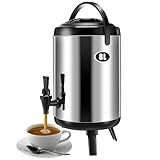 Mifoci Insulated Beverage Dispenser Stainless Steel Coffee Dispenser with Pump Coffee Urns Hot and Cold Drink Dispenser with Spigot for Tea, Milk, Water, Juice, Family Party (2.11 Gallon/ 8 L)