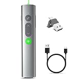 DCLIKRE Wireless Presenter for Powerpoint Presentations, Rechargeable Powerpoint Clicker with Green Laser Pointer, Slide Advancer Presentation Remote with Volume Control and Hyperlink for Mac/Laptop
