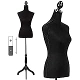 HCY Mannequin Torso Mannequin Stand Dress Form 60-67 Height Adjustable Maniquins Body Female, Displays Women for Sewing Wooden Tripod Base, Foam Body(Black) 15.75 x 25.6 x 67