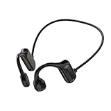 Hugifun Open-Ear Bluetooth Air-Conduction Sport Headphones - Sweat Resistant Wireless Earphones for Workouts and Running - Built-in Mic, with Headband (Black)