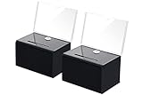 KYODOLED Acrylic Donation Box with Lock,Ballot Box with Sign Holder,Suggestion Box Storage Container for Voting, Raffle Box,Tip Jar 6.1' x 4.3' x 3.8',2 Pack,Black