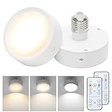 PEESIN E26 Base Battery Operated Light Bulb, 2 Pack Battery Powered Light Bulbs, Wireless Battery Light Bulb, Remote Control Light Bulbs, LED Puck Lights for Wall Sconce, Lamp