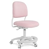 Ergonomic Kids Desk Chair, Child's Children Student Study Office Computer Chair, Adjustable Height and Seat Depth, W/Slipcovers, Detachable Footrest and Lumbar Support (Light Pink)