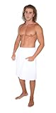 Arus Mens Robe GOTS Certified Organic Turkish Cotton Bathrobe Adjustable Closure Shower and Bath Wrap White, Small-Medium