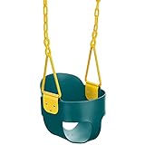 Deluxe High Back Full Bucket Toddler Swing with Exclusive Chain & Triangle Dip Pinch Protection - Green - Squirrel Products