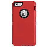 AICase iPhone 6 Plus Case,iPhone 6S Plus Case [Heavy Duty] Built-in Screen Protector Tough 4 in 1 Rugged Shockproof Cover for Apple iPhone 6 Plus / 6S Plus (Black/Red)