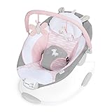 Ingenuity Soothing Baby Bouncer with Vibrating Infant Seat, Music, Removable -Toy Bar & 2 Plush Toys - Flora the Unicorn (Pink), 0-6 Months