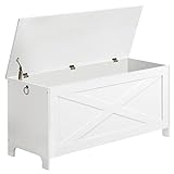 MAHANCRIS 39.4' Toy Chest, Sturdy Entryway Storage Chest with Safety Hinges, Retro Toy Box, Wooden Look Accent Furniture for Living Room, Bedroom, White SCWT48101Z1