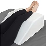 Leg Elevation Pillow with Memory Foam Top - Elevated Leg Rest Pillow for Circulation, Swelling, Knee Pain Relief - Wedge Pillow for Legs, Sleeping, Reading, Relaxing - Washable Cover (10 Inch)
