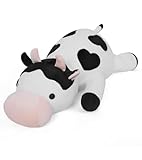 FLORVIV Weighted Cow Stuffed Animals Weighted Plush Toy 24' 4.2lb Cute Cow Hugging Dolls Plushies Pillows for Boys and Girls (White & Black)