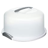 JOEY'Z EXTRA LARGE Cake Carrier/Storage Container With Server Holds up to 12 inch 3-layer cake, White Gray Translucent Dome - Transports Cakes, Pies, or Other Desserts