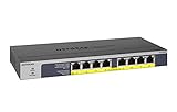 NETGEAR 8-Port Gigabit Ethernet Unmanaged PoE Switch (GS108PP) - with 8 x PoE+ @ 123W Upgradeable, Desktop, Wall Mount or Rackmount, and Limited Lifetime Protection