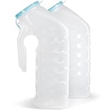 Male Urinal with Glow in The Dark Lid (2 Bottles) 32 Oz Urine Bottles for Men - Pee Bottles for Hospitals, Emergency and Travel