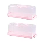 Chris.W 2Pack Portable Rectangular Loaf Bread Box with Handle and Transparent Lids,Plastic Food Storage Keeper Carrier for Pastries,Bagels,Bread Rolls,Buns or Baguettes