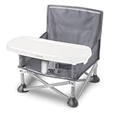 Summer Infant Pop 'N Sit Portable Booster Chair, Floor Seat, Indoor/Outdoor Use, Compact Fold, Grey, 6 Mos - 3 Yrs