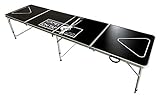 Games On Tap Beer Pong Table, Portable and Foldable 8 Foot Long, Adjustable Height, Black, Ideal for College Tailgate Parties, 6 Pong Balls Included