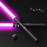 jvmusaber Lightsaber,Metal Hilt Force Fx Dueling Double Light Saber,Rechargeable 2-in-1 Real 15 Colors Length 40 inches,Suitable Toys for Adults and Kids,Christmas Day, Birthday Gifts, Black