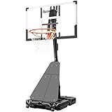 Aimking Portable Basketball Hoop Outdoor System with 29-44 Inch Shatterproof Backboard, 3.2FT-10FT Height Adjustable Basketball Goal System for Youth/Teens/Adults Indoor Outdoor