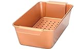 Non-Stick Meatloaf Pan 2-Piece Healthy Meatloaf Set Copper Coating With Removable Tray Drains, Oven and Dishwasher Safe (COPPER MEATLOAF PAN)