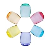 Set of 6 Colored Wine Glasses - BPA Free Plastic, Tritan, & Acrylic Wine Glasses | Dishwasher Safe Stemless & Unbreakable - Indoor, Outdoor | Margarita Glasses for Wine & Water | Kitchen Accessories