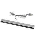 USB Wired Wii Sensor Bar, Replacement Infrared Ray Motion Sensor Bar for Nintendo Wii/ Wii U/ PC -Black & Silver