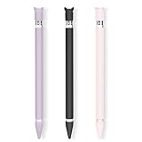 3 Pack Case for Apple Pencil 1st Generation Holder Sleeve Skin Cover Accessories for iPad Pro 9.7/10.5/12.9,Silicone Cute Grip with Charging Cap Holders and 3 Protective Nib Covers-Black,Pink,Purple