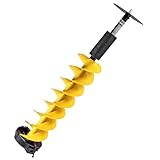 PPOLB Ice Auger Bit, 8'' Ice Augers for Ice Fishing, Ice Fishing Auger with Universal Adapter & Top Plate, Cordless Nylon Ice Auger with Centering Point Blade, Sharp Blades and Blade Guard