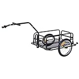 Aosom Bike Cargo Trailer, Bicycle Trailer, Heavy-Duty Bike Wagon Cart, Foldable Compact Storage, with Universal Hitch, 16' Wheels, 88 lbs. Capacity, Black