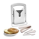 CZBCQ Bagel Slicer, Bagel Cutter,Home Bread Slicer with Cutlery, Kitchen Bread Slicing Gadget, Stainless Steel, White, 17.5x9.5x22.5cm
